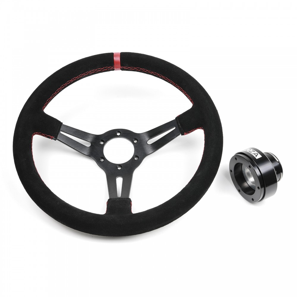 Bundle Volant Driftshop 35cm en cuir Retourné et Quick Release MOZA Racing  - Bundle Driftshop Wheel Black with MOZA Quick Release Adapter