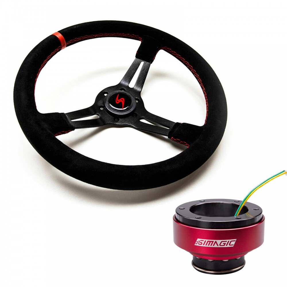 Bundle Driftshop Wheel 35cm Black Suede with Simagic Quick Release Adapter