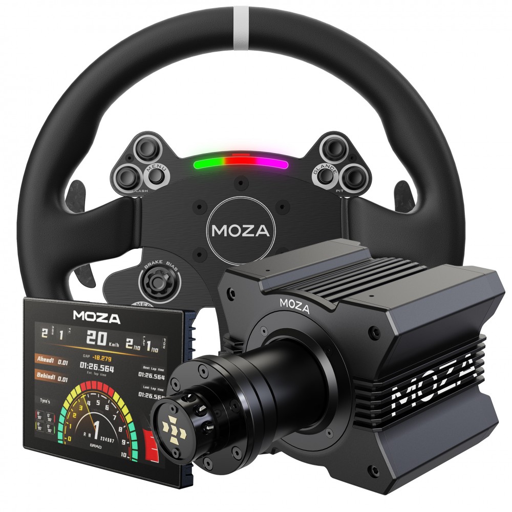Bundle Moza R9 Direct Drive with CS V2 Leather Steering Wheel and CM Dash