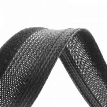 Velcro Braided Cable Flexo Wrap 18 to 31mm - 1 meter - Black - organize your cables